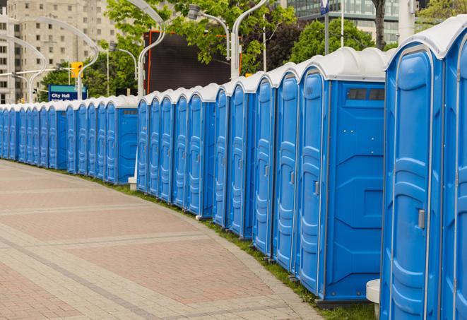 Seasonal porta potty units set up at a Slidell, Louisiana venue