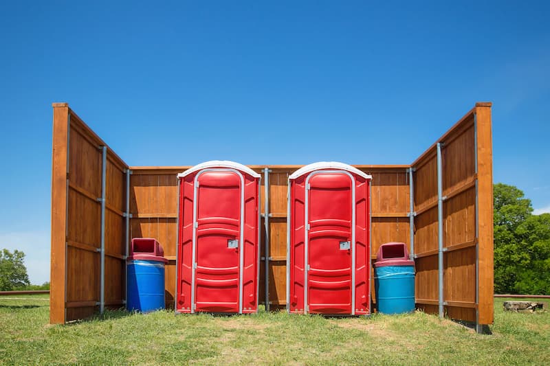 Short-term porta potty units staged for delivery in Slidell, Louisiana
