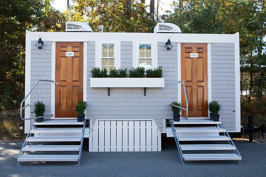 Wedding restroom units discretely staged at a venue in Slidell, Louisiana